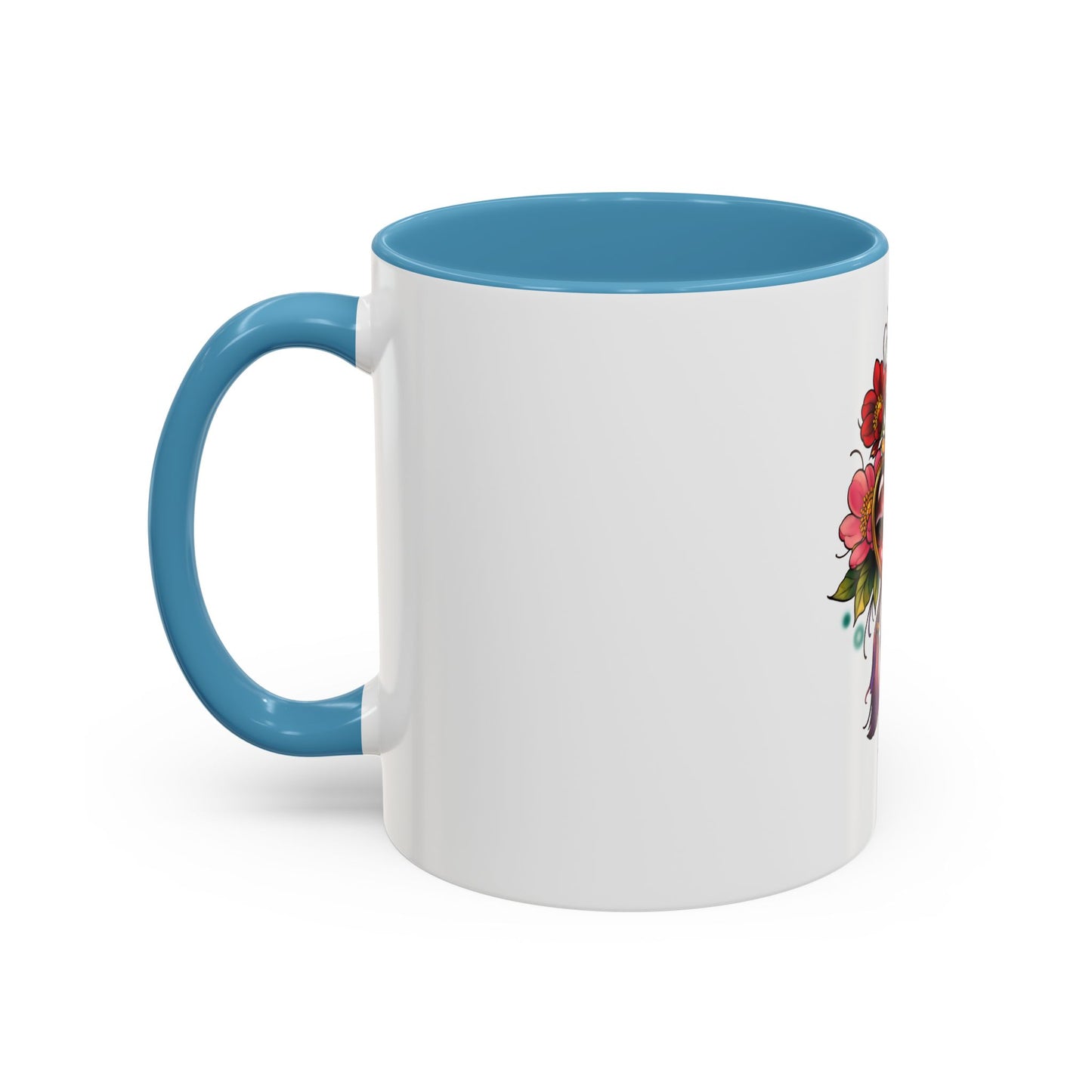 Heart Locket Floral Accent Coffee Mug — Vintage Tattoo Style 11/15oz