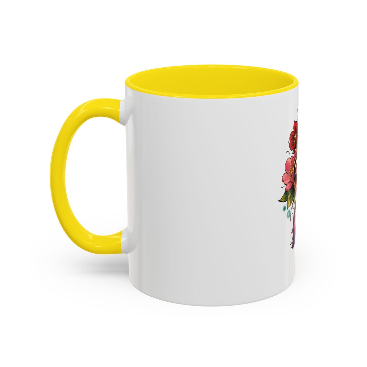 Heart Locket Floral Accent Coffee Mug — Vintage Tattoo Style 11/15oz