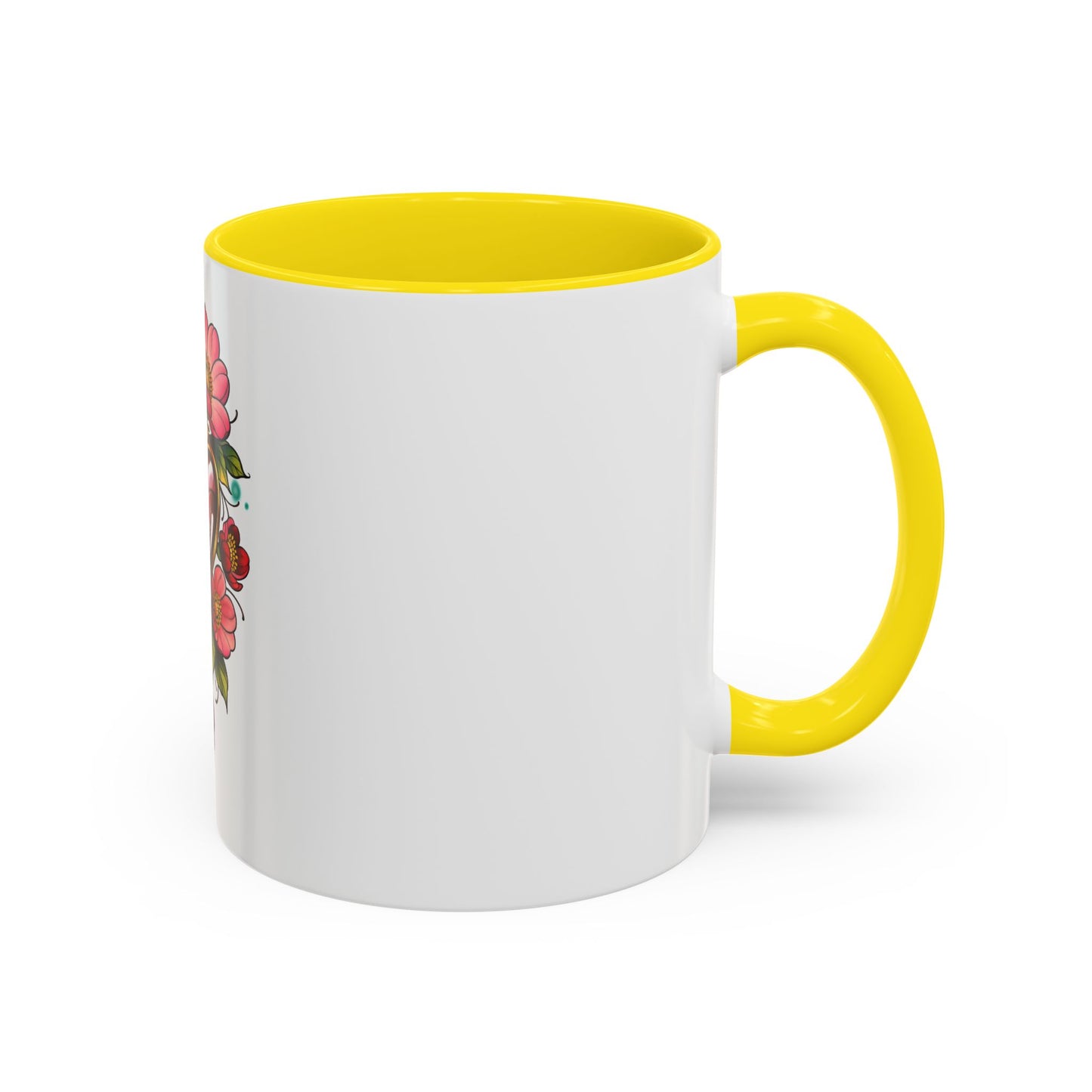 Heart Locket Floral Accent Coffee Mug — Vintage Tattoo Style 11/15oz