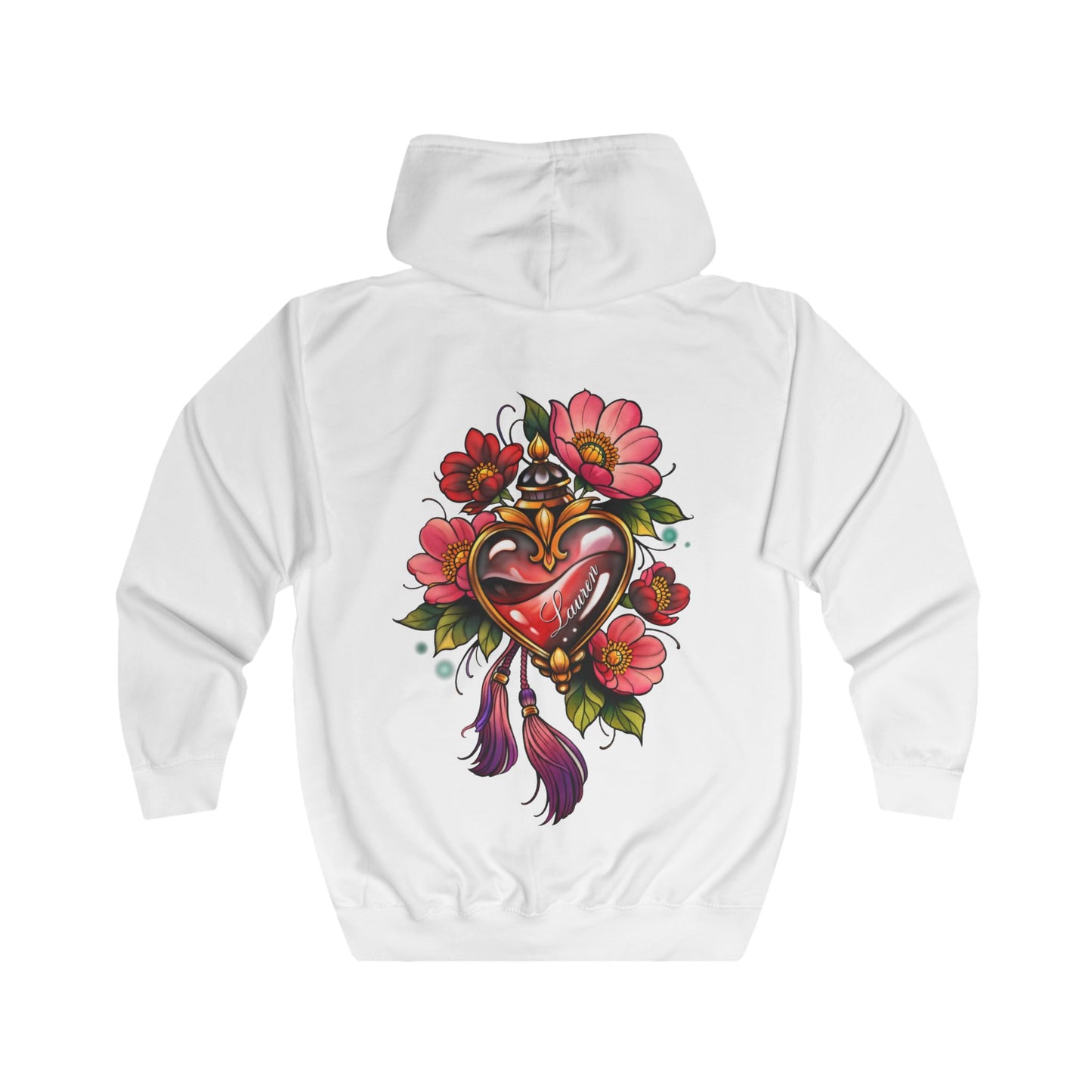 Floral Sacred Heart Zip Hoodie