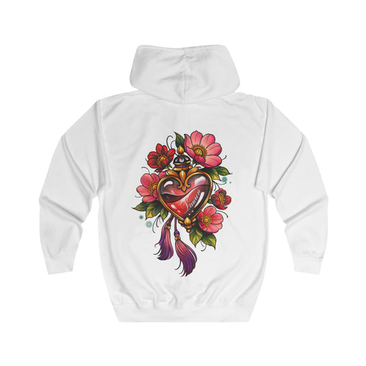 Floral Sacred Heart Zip Hoodie